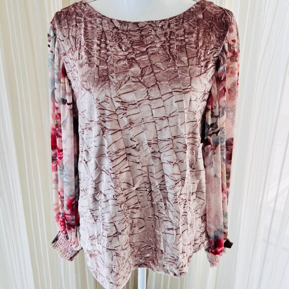 Anthropologie Velvet & Silky Puff Sleeve Blouse by Meadow Rue - Picture 2 of 9